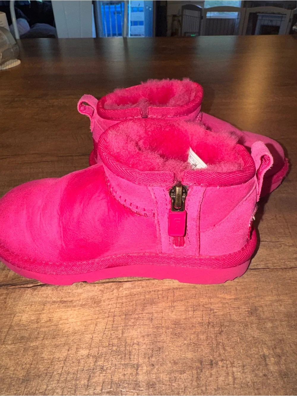 UGG Kids Hot Pink Mini Ankle Boots Side Zip Size 10
